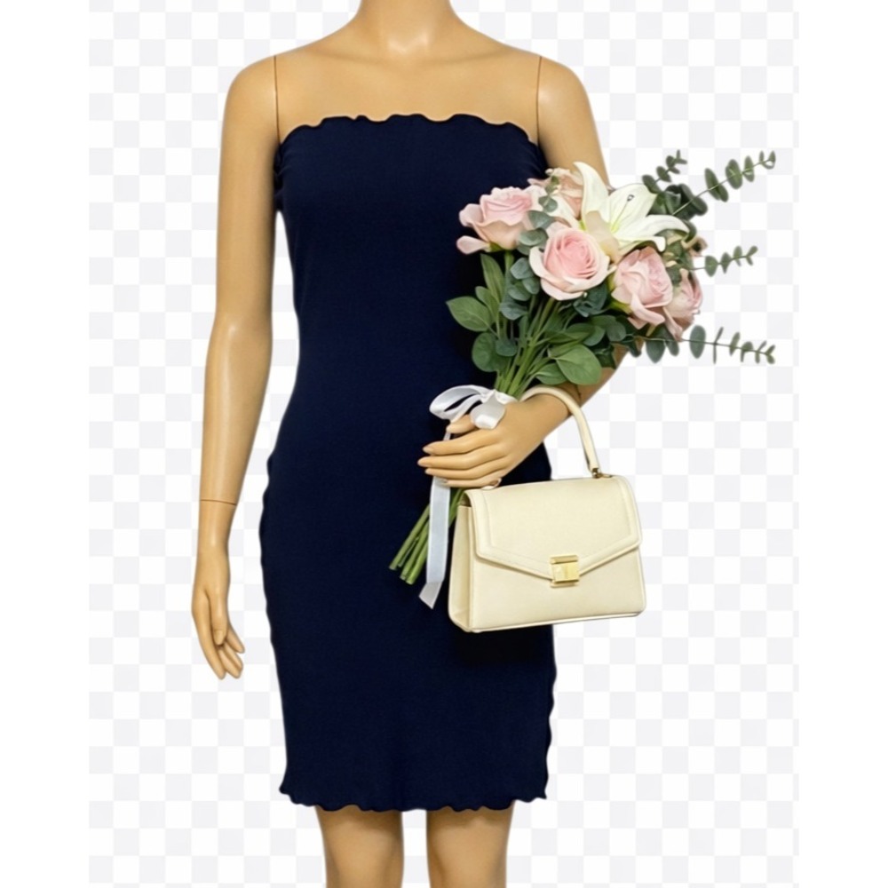 Angelrox Bamboo Tube Dress One Size Navy Blue USA Made Strapless Stretch